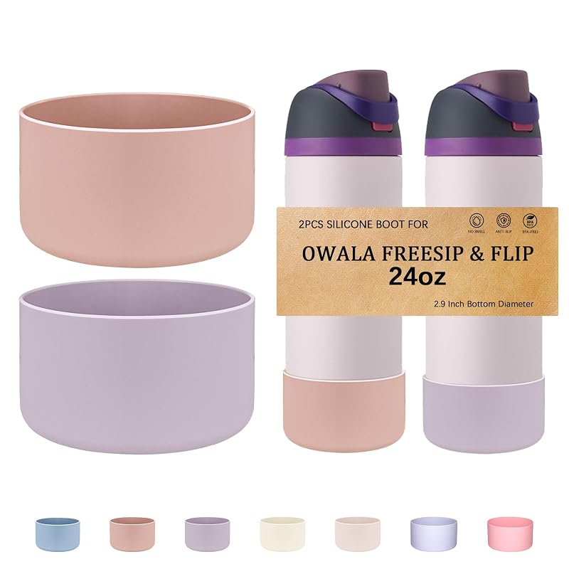 Silicone Boot for 24oz Owala Water Bottle (2-Pack) Pink Dusk/Orchid – Fits FreeSip, Twist & More