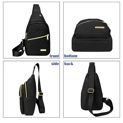 Crossbody Small Sling Backpack Sling Bag for Women Men, Chest Bag Daypack Crossbody for Travel Sport Running Hiking (Black)