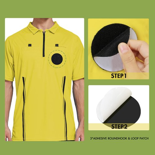 Pro Soccer Referee Shirt Jersey Kit Ref Costume for Men Womens Umpire Uniform Referee Wallet with Red & Yellow Card