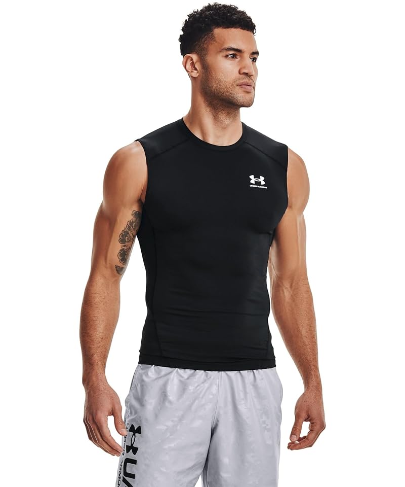 Under Armour HeatGear Armour Sleeveless Compression T‑Shirt - Black/White XL