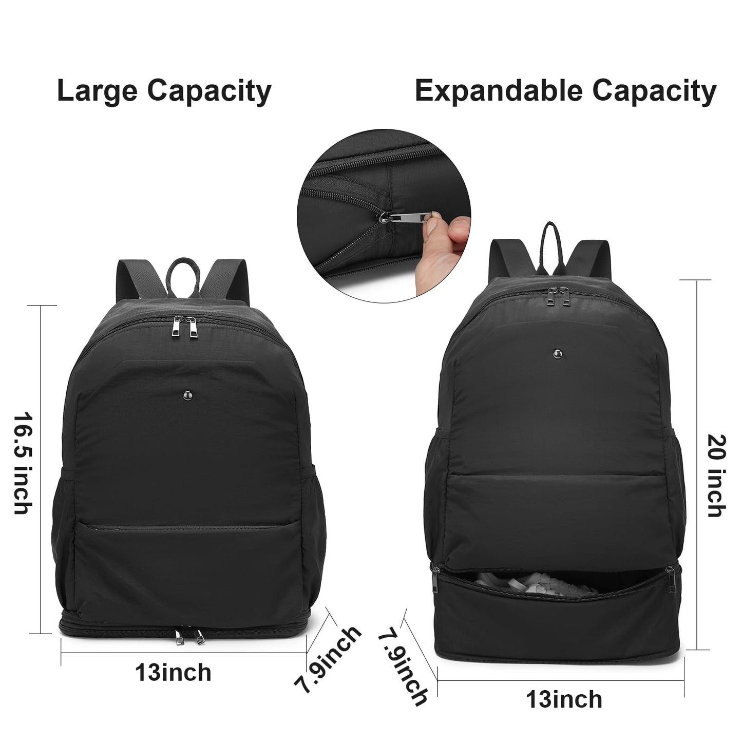 seyfocnia Gym Backpack,Small Gym Bag with Shoe Compartment Lightweight Expandable Travel Backpack Workout Sports Casual Daypack for Women or Men
