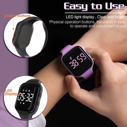 synwee Kids Digital Pedometer Watch, Waterproof, Sports Fitness Tracker,Vibrating Alarm Clock/Calendar, Great Gift for Children Teens Girl Boy(Green)
