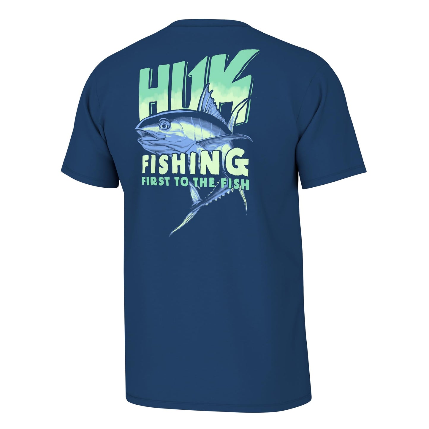 HUK Mens Fishing Graphic Tee, Performance Short Sleeve, Quick-Dry, First Tuna - Set Sail, Small