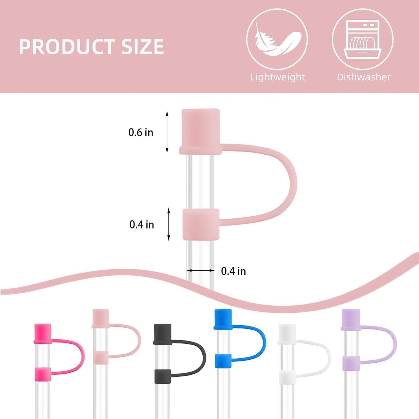 Foweroty 6|12 Pack 0.4in/10mm Straw Toppers, for Stanley Straw Covers Cap for Tumblers for Stanley 14|20|30|40|64 Oz Cup, Silicone Dust-Proof Caps（ Cup is Not Included）, 6 Pack
