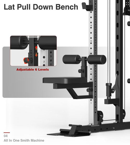 DONOW Smith Machine with Weight Stacks Power Cage Squat Rack Dual Cable Crossover Machine Home Gym Systems Station LAT Pull Down DN-DS939B 320lbs Cement Weights