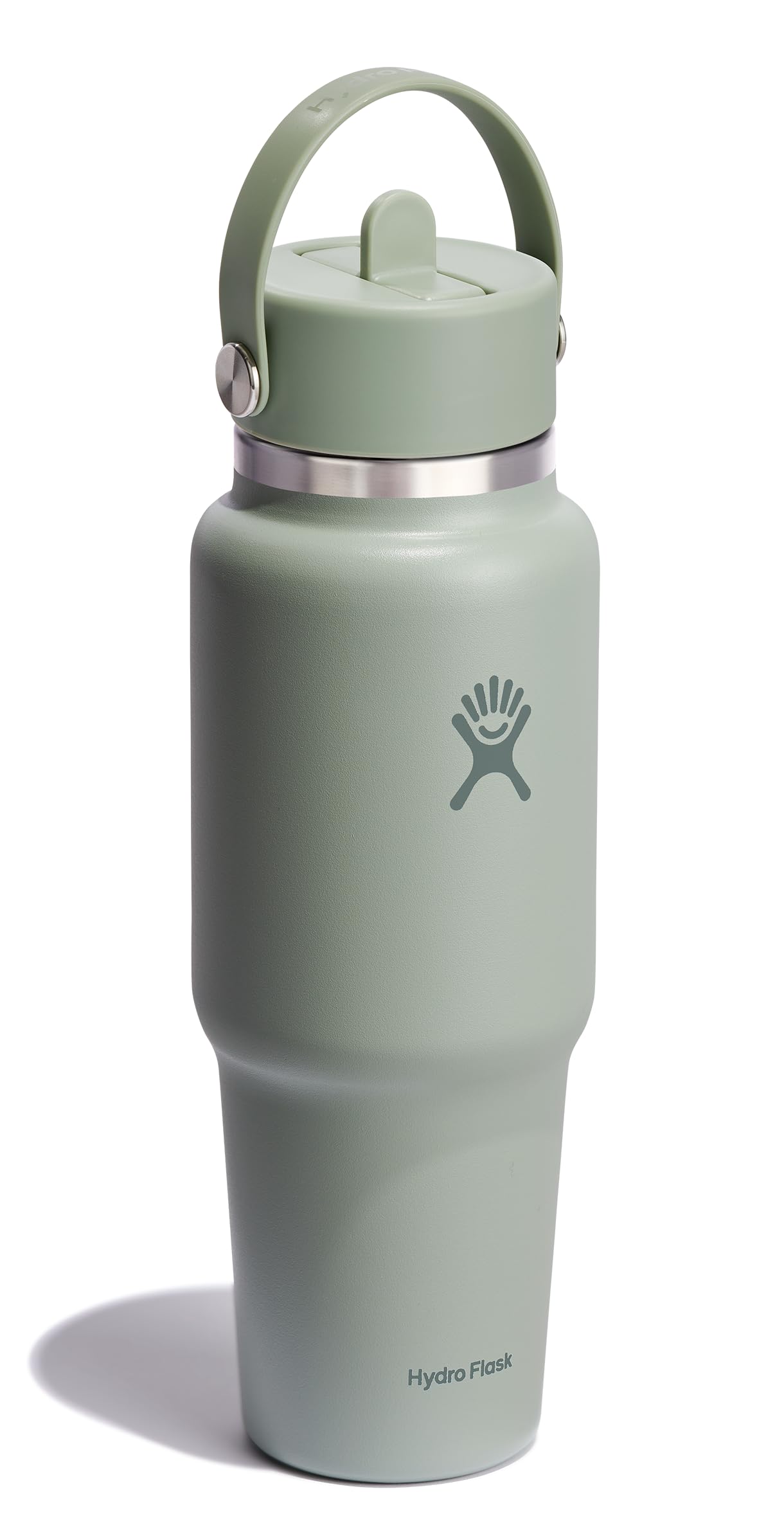 Hydro Flask Travel Water Bottle - Insulated Stainless Steel - Wide Straw Lid, Non Spill, Leakproof in 32 Oz Agave Green