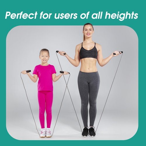 Adjustable Jump Rope, Black and Red Steel Wire Speed Rope with PVC Coating, Tangle-Free, Smooth Bearings Jump Rope for Cardio, Fitness, Home Workouts