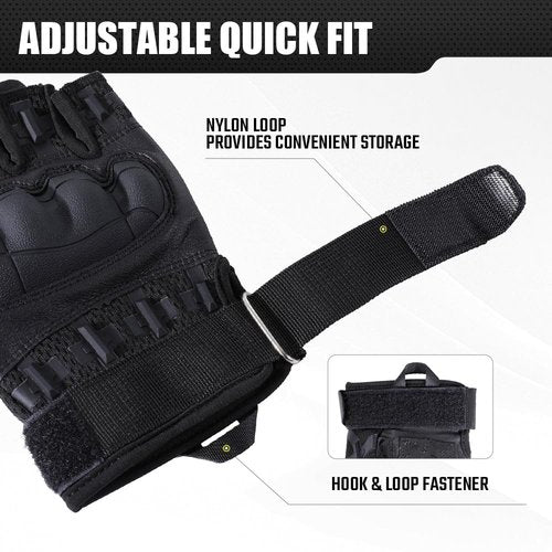 WTACTFUL Fingerless Tactical Gloves for Men Airsoft Paintball Bike Cycling Motorcycle Motorbike Hunting Hiking Work Outdoor Half Finger Gloves Black L