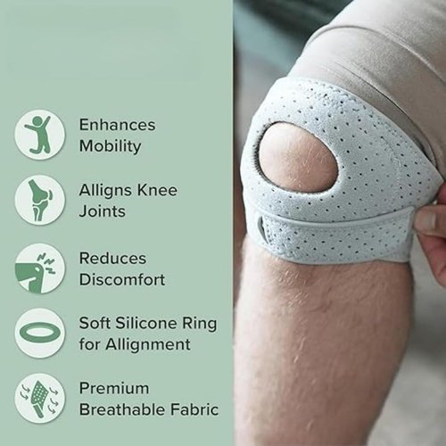 RWSEFK Wellknee Knee Brace – Adjustable Patellar Tendon Support Sleeves，Wellnee Patellar Pad, for Meniscus, Knee Support for Athletes (L Grey Adjustable)