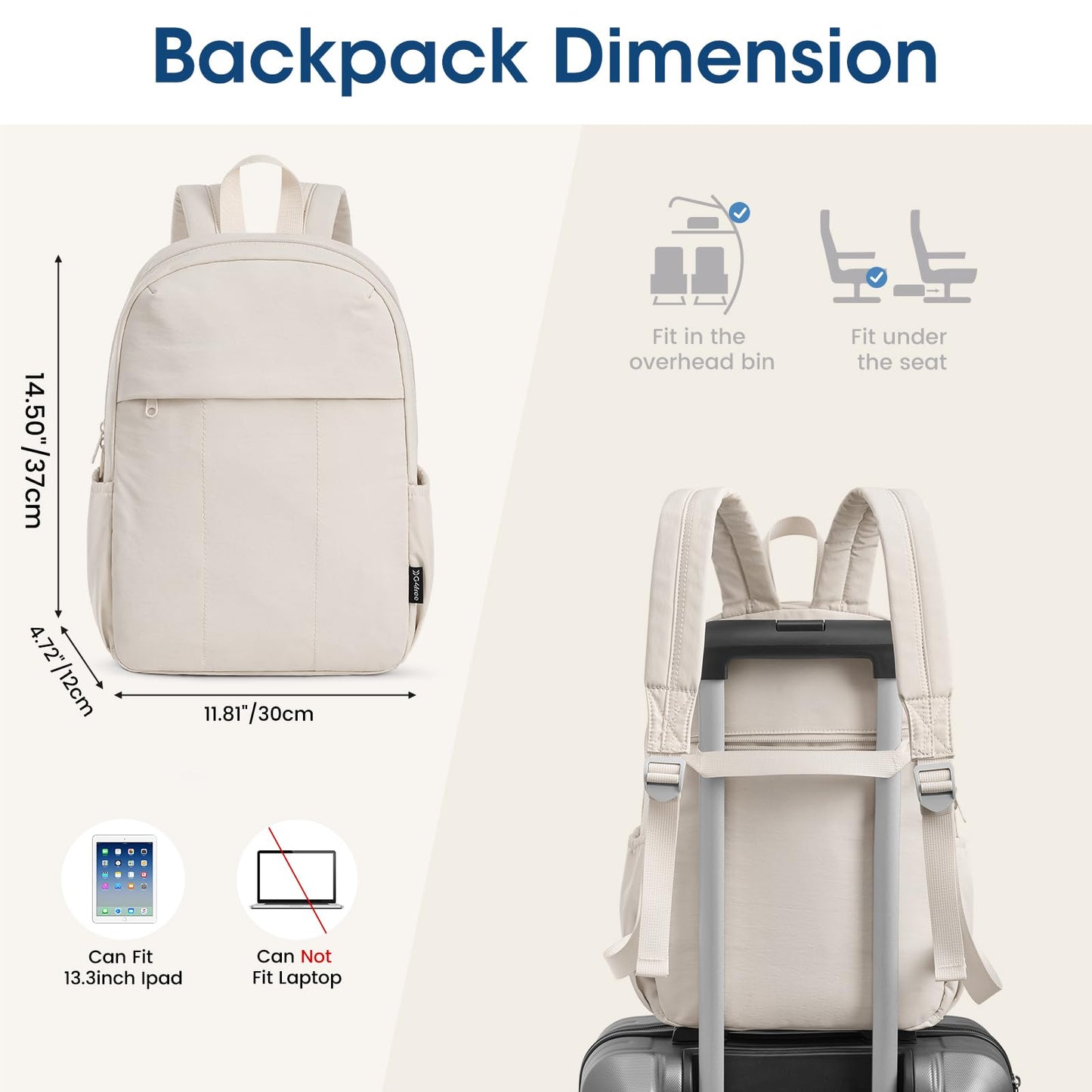 G4Free Mini Backpack for Women Water-resistant Hiking Backpack with Adjustable Shoulder Straps for School Travel Shop Work Casual(BEIGE)
