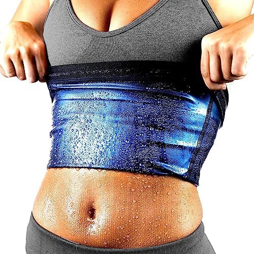 Blue Small-Medium Waist Trainer Trimmer Sweat Belt for Women Lower Belly Fat Sauna Slimming Belt