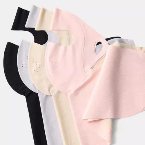ZUKTCR Full face Sunscreen mask Side Bone Seamless Mask Head-Mounted Portable Outdoor Female Windproof (Black)