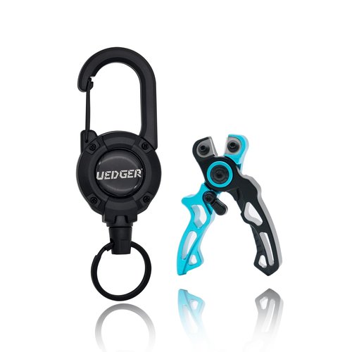 UEDGER Mini Fishing Line Cutter - Braided Line Scissor with Retractor, Fly Fishing Nippiers Line Clipper for Braid, Mono, Fluoro Lines (Blue)