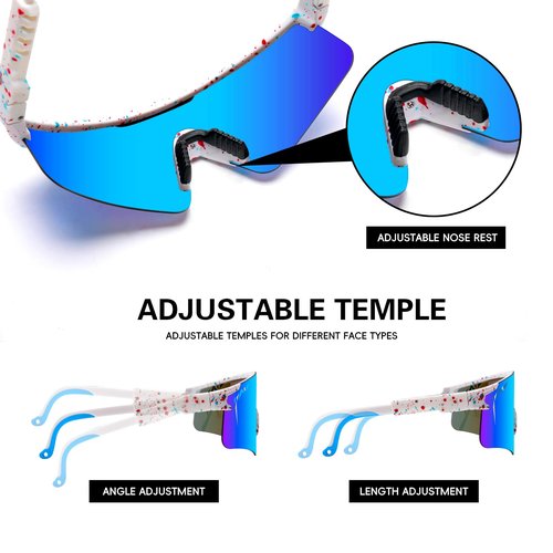 IKTOD Sports Vipers Sunglasses Men Women Anti-UV Baseball Sunglasses Youth Cycling Running Softball Goggles (White Frame Blue Lenses)