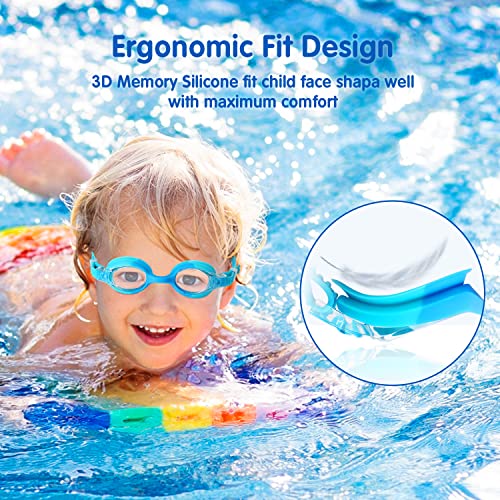 Kids Swim Goggles 2 Pack - Anti-Fog No Leak Wide View for Boys Girls Ages 6-14 - Blue & Yellow