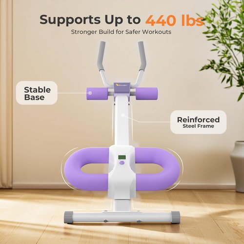 OWLSKY Ab Machine, Adjustable Ab Trainer Machine for Abs Workout at Home Gym, Foldable, Knee Protection, Abdominal Trainer for Stomach Workout Purple