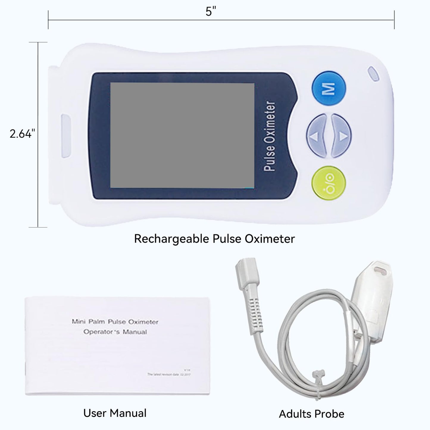 Continuous Pulse Oximeter Fingertip, Medical Grade Accuracy Fast Reading SpO2 Pulse Rate Blood Oxygen Saturation Monitor Handheld 500 Data Storage Overnight Pulse Oximeters with Adjustable Alarm