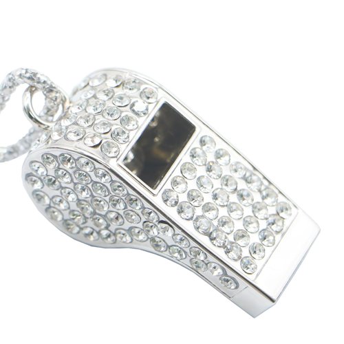 Draduo Whistle,Bling Whistle,Metal Crystal Rhinestone with Keychain for Coach/Referee/Training/Lifeguard/Teachers (Sliver)