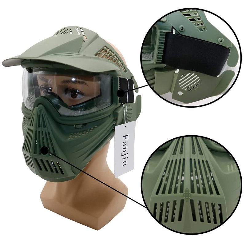 Fanjin Paintball Mask, Airsoft Mask, Tactical Masks Full Face Gear with Goggles Impact Resistant for Hunting CS Survival Games Halloween Cosplay and Outdoor Activities