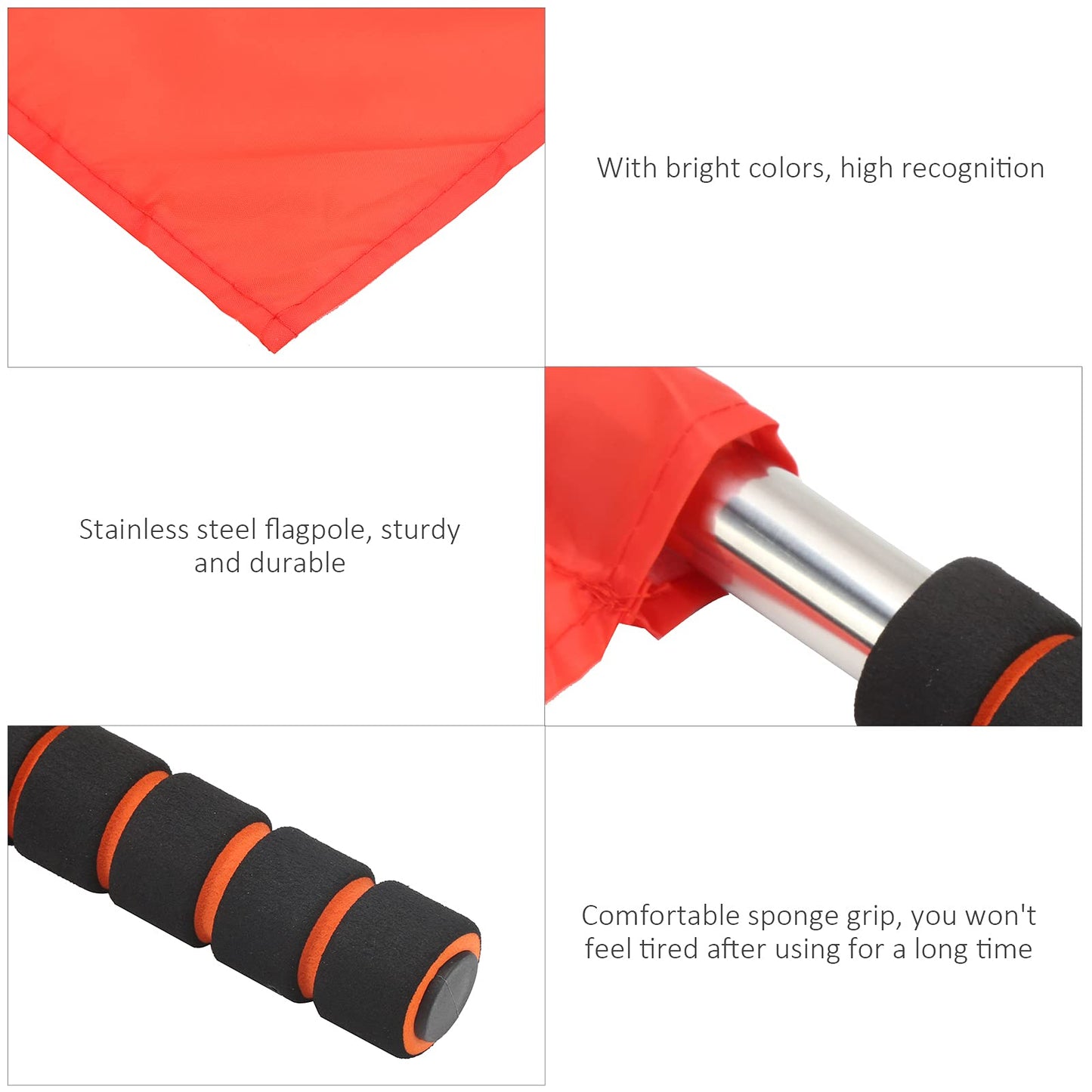 2Pcs Sports Referee Flag, Stainless Steel Hand Flag Red Signals Flag Sponge Handle Special Patrol Sports Linesman Flags, Official Performance Flag for Football Soccer Volleyball Tracks Sports (Red)