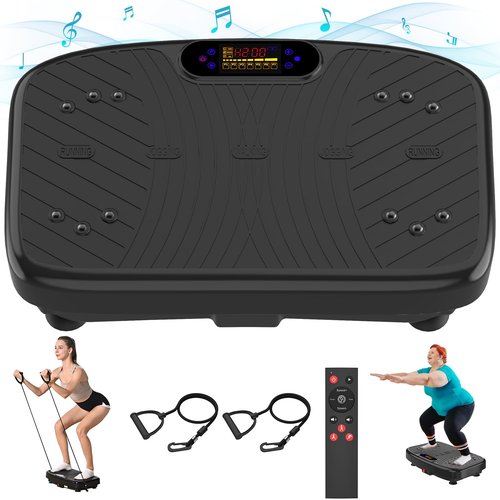 Vibration Plate Exercise Machine, Vibration Plate Platform for Lymphatic Drainage, 200 Adjustable Speeds Power Shaping Vibrating Plate Helps Weight Loss, Shaping, Max Weight 450 Lbs(Black)