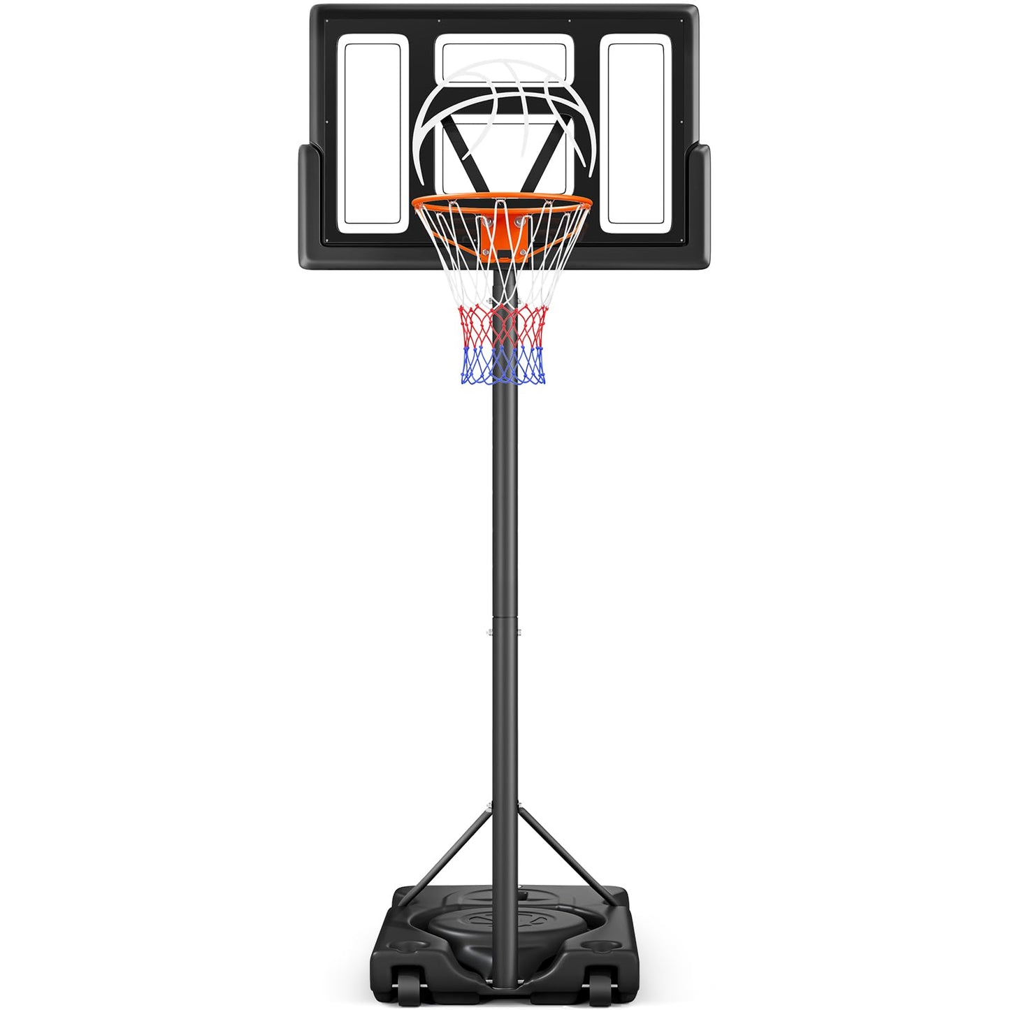 Yohood Basketball Hoop Outdoor 10ft Adjustable, Portable Basketball Hoop Goal System for Kids Youth and Adults in Backyard/Driveway/Indoor, 44 Inch Shatterproof Backboard and Larger Base