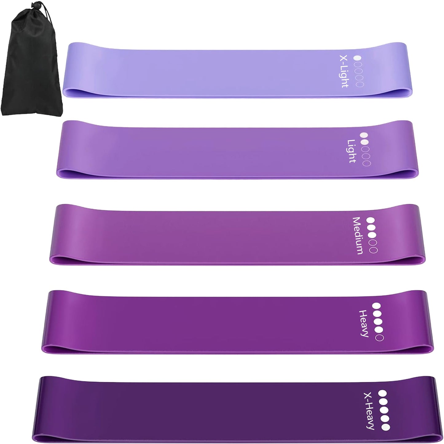 Resistance Bands for Working Out, Latex Exercise Bands Set of 5, Elastic Bands for Exercise with Workout Guide and Carry Bag, Fitness Bands for Strength Training, Yoga, Pilates, Home Workout