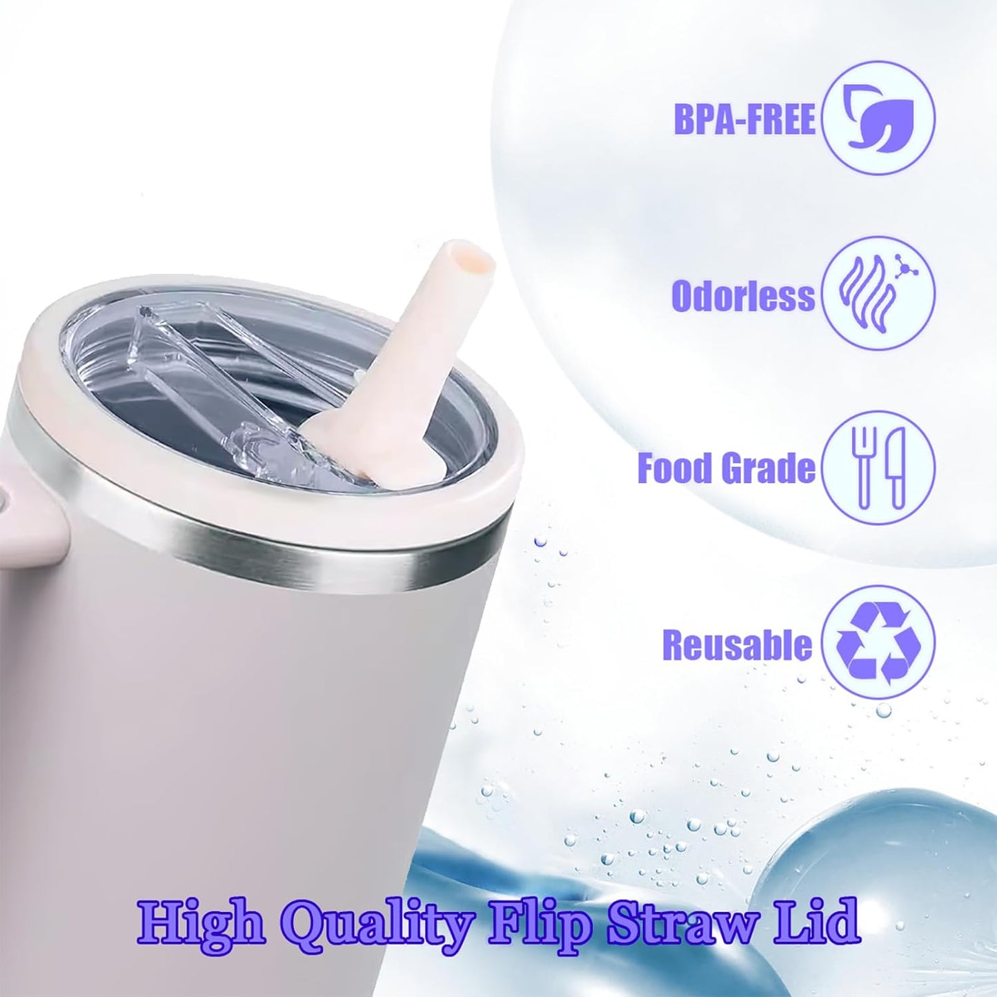 2 Pack Stanley Lid Replacement 40 oz, for Stanley Quencher H2.0 Cup Accessories, Spill-Proof Design, High-End Heat-Resistant Material (Milk White)