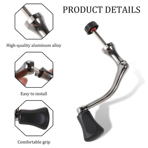 Trinkrittey 1Pcs Fishing Swivel Reel Handle Fishing Wheel Grasp All-Metal Rocker Grip Spin Crank Handle for Spin Reels Replacement Grip Parts Knob Tackle Wheel Arm Grips Part