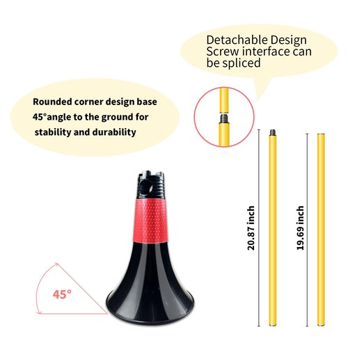 Obstacle Cones for Basketball Football and Sports Training, 10pcs Cones and 10pcs Poles with Carry Bag, Basketball Cones and Soccer Agility Poles for Soccer Basketball Speed Training