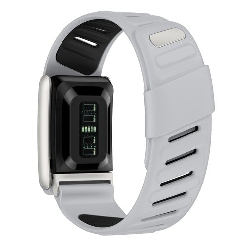 Rugged Comfort Silicone Wristband Compatible with WHOOP 5 | Whoop MG Band, Durable Soft Silicone Sports Loop Replacement Bands for Men Women with Metal Frame Connector (Light gray black, Whoop 5.0)
