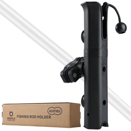VEXPLO Adjustable Pole Mount Bike Fishing Rod Holder for Bicycle, Chairs, Cart, Scooter, Motorcycle, ATV & Beach Car, Bike Fishing Pole Holder Rack with Mount Clamp (1.6" Inner Diameter)