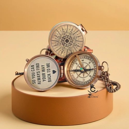 Vintage Brass Compass with Engraved Quote – “So You Can Always Find Your Way Back to Me” – Antique Nautical Compass Gift for Men, Women, Husband, Wife, Son with Leather Case