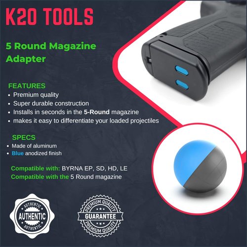 K20 Tools 5-Round Magazine Bottom Marker Adapter - Compatible with Byrna SD, HD, LE, EP (Blue)