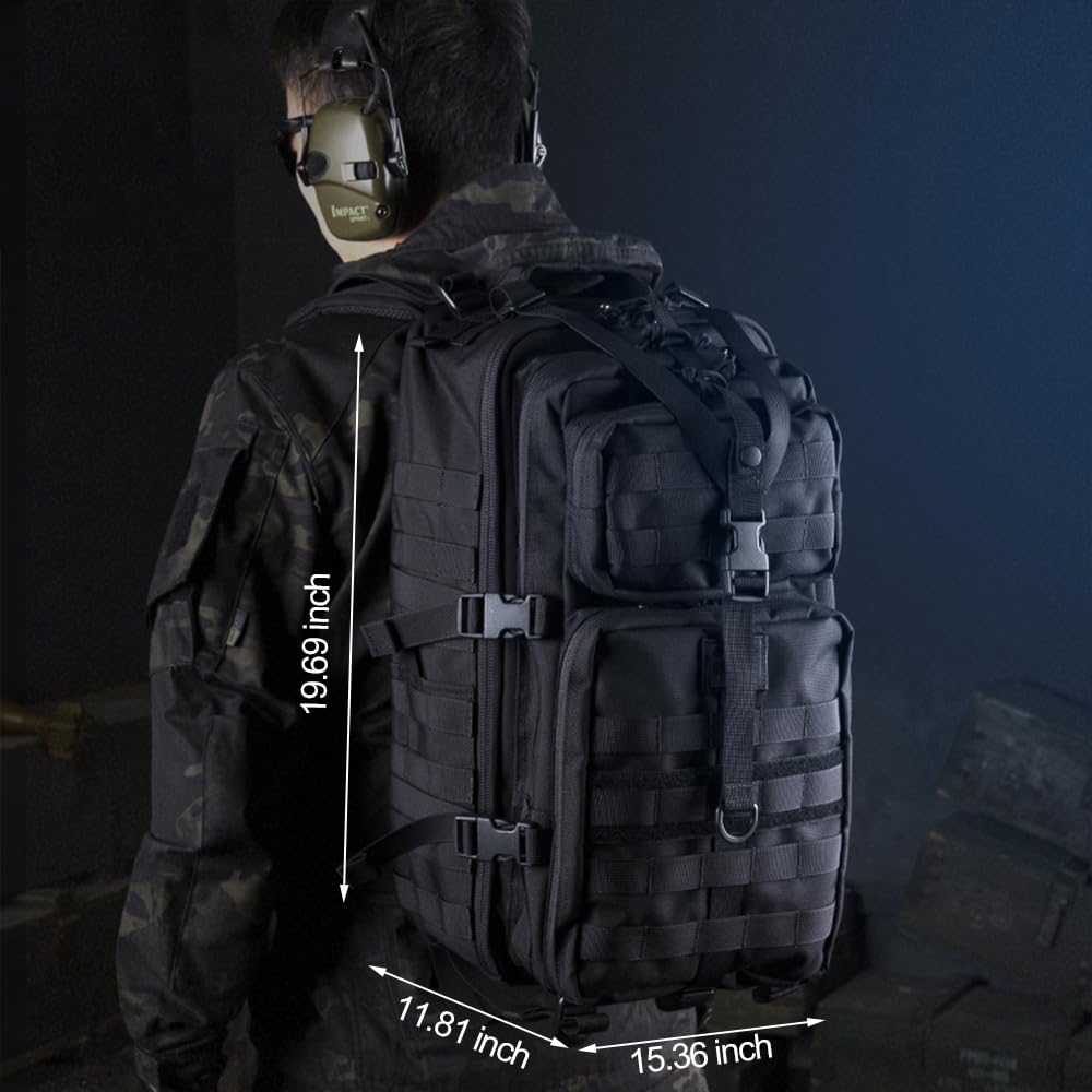 EMDMAK Military Tactical Backpack, 42L Large Military Pack Army 3 Day Assault Pack Molle Bag Rucksack for Outdoor Hiking Camping Hunting