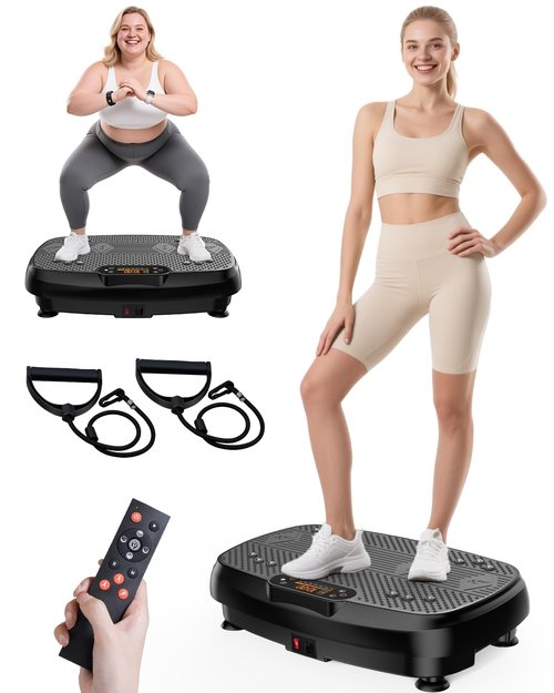 Damkee Vibration Plate Exercise Machine, Vibrating Equipment for Weight Loss and Lymphatic Drainage Massager, 3D Waver Exerciser for Fitness, Full Body Workout Shake Board with 120 speeds (Black)