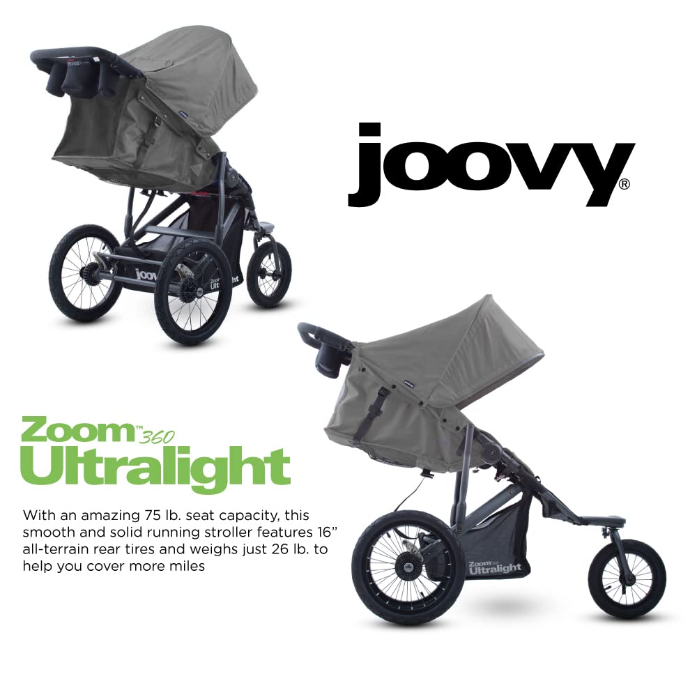 Joovy Zoom360 Ultralight Jogging Stroller Featuring High Child Seat, Shock-Absorbing Suspension, Extra-Large Air-Filled Tires, Parent Organizer, Air Pump, and Easy One-Hand Fold (Red)