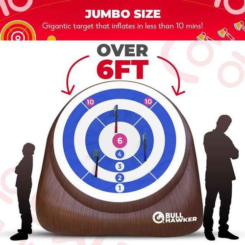 SWOOC Games - Bull Hawker??| Giant Axe Darts (Over 6ft Tall) w/ 15+ Games | Axe Throwing Game for Backyard w/Air Pump | Outdoor Games for Adults and Family | Carnival Games | Throwing Axe Yard Games
