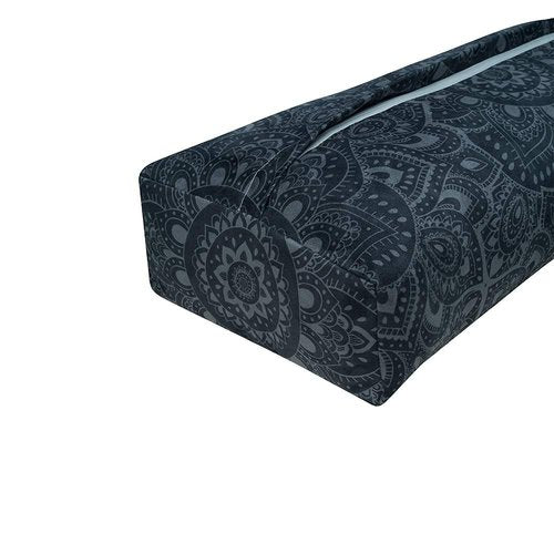 YOGA DESIGN LAB | The Yoga Bolster | Comfortable, Supportive Eco-Friendly Luxury Yoga Cushion | Recycled Plastic Bottle Microfiber | Natural Cotton, Foam Filling (Mandala Charcoal)