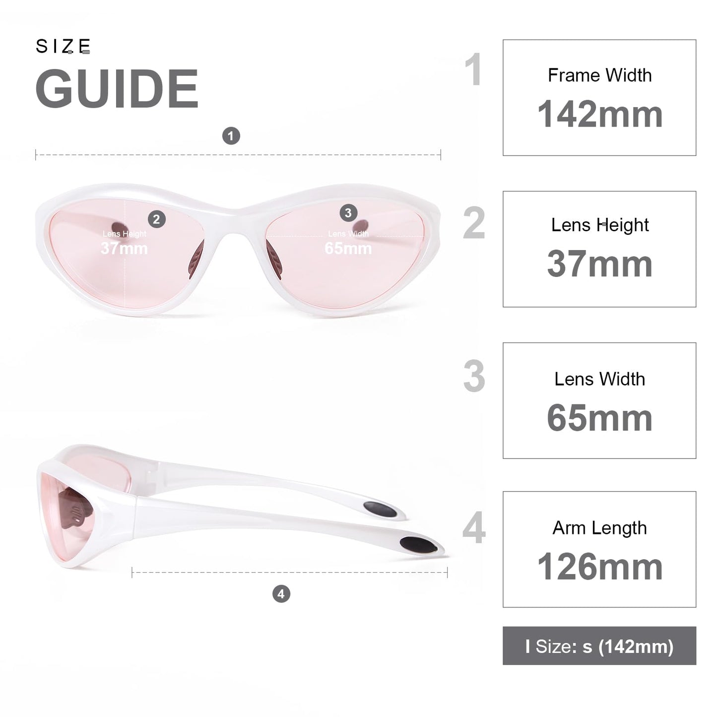 ADE WU Trendy Rave Sunglasses for Women Men Wraparound Lightweight Sporty Sun Glasses for Cycling Running, Pearl White Frame Pink Lense