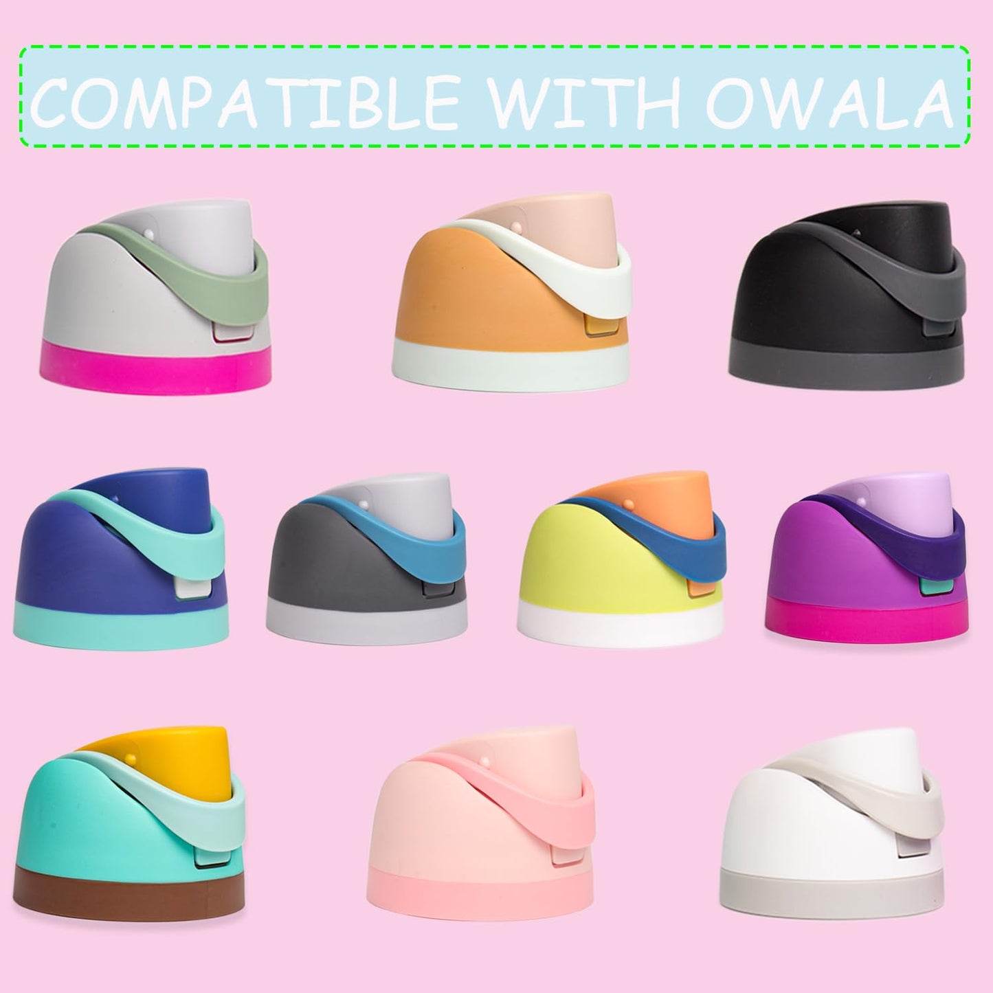 Replacement Lid for Owala Freesip, Compatible with Owala Cup 16oz 24oz 32oz 40oz, One Button Water Bottle Top Lid Replacement Accessory and Straws, Leakproof, BPA-Free (A pink blue)