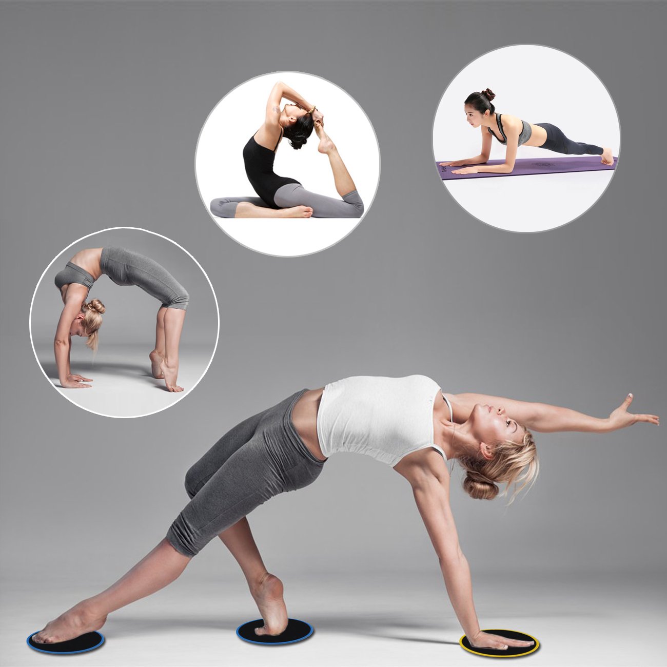 IDEALUX Exercise Sliders Set of 2 Core Sliders, Dual Sided Use on Carpet or Hardwood Floor, Low-Impact Exercises to Strengthen Core, Abs, Full Body Workout, Compact for Gym, Home, Travel (Red)