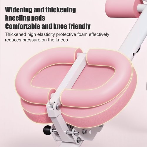 BESUFY Ab Workout Equipment, Ab Machine for Stomach Workout, Adjustable Ab Trainer Machine with LCD Data Display Screen Full Body Workout, Home Gym Exercise Equipment Pink