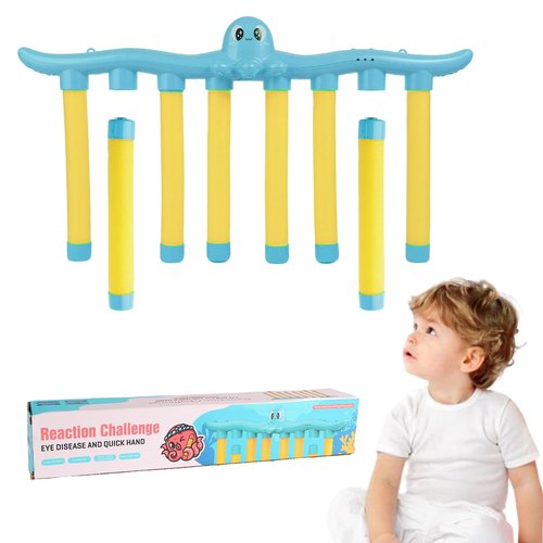 dakewang Reflex Challenge Game - Reaction Training, Hand Eye Coordination Training, Catching Sticks Game, English Version Hand Eye Coordination Toys.(Octopus-Blue)