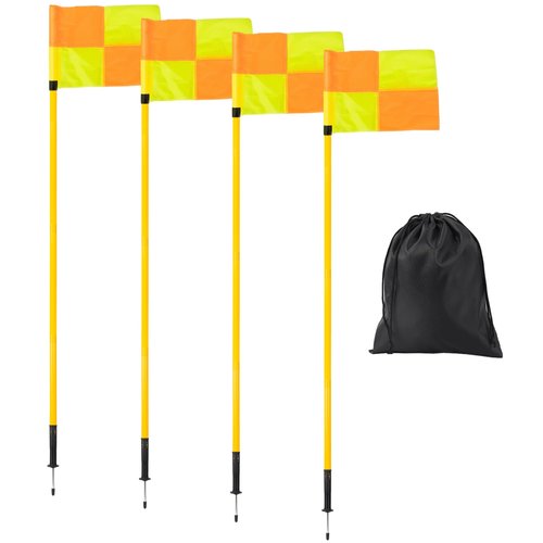 Desyeryamimi Soccer Corner Flags Set of 4 for Soccer Field, Adjustable Spring Loaded Soccer Flags Agility Training Poles Soccer Sticks, Speed and Agility Training Equipment with Storage Bag-5FT
