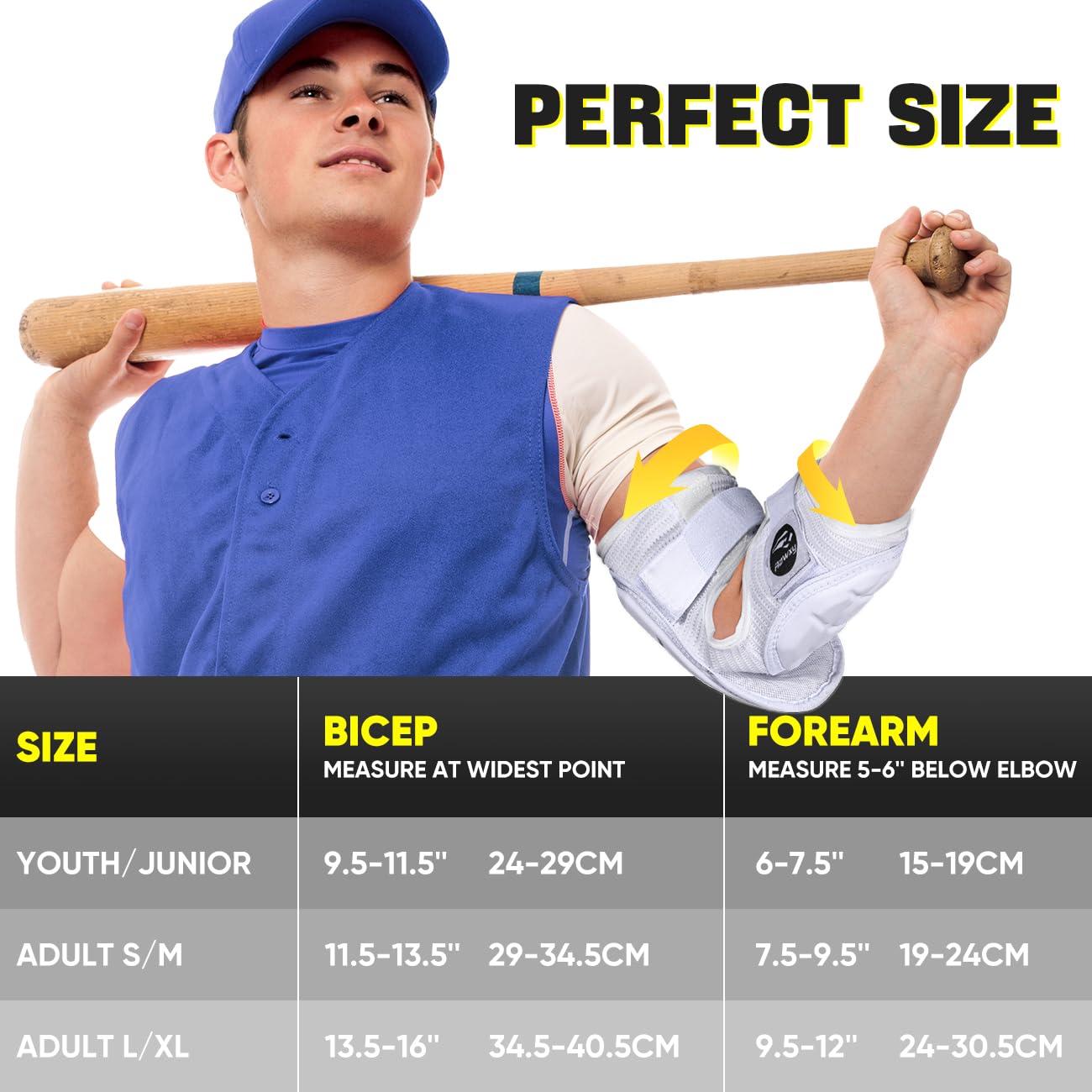 Rawxy Hitters Baseball Softball Batters Elbow Guard (White, Adult-L/XL)