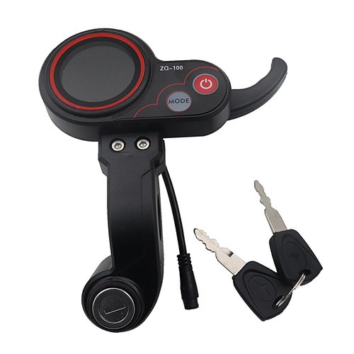 Wokyo ZQ-100 6 Pin LCD Escooter Display Button Control Scooter Odometer with Shifter Replacement, 36-60V Waterproof Electric Scooter Thumb Throttle Accessories