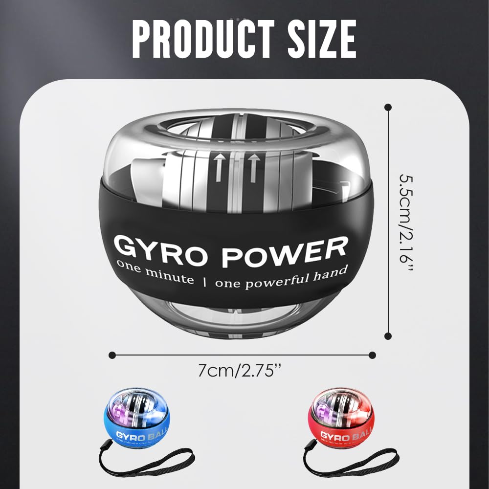 2025 New Curaball Hand Exerciser with Counter, Auto-Start Wrist Trainer Ball with Led Lights, Gyroscopic Wrist Exercise Ball for Strengthen Arms, Fingers and Muscles Workouts (Black#1, with Counter)