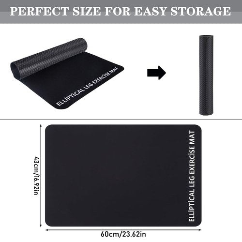 Non-Slip Workout Mat for Ellipse Machine Leg Exerciser Thick Exercise Mat for Under Desk Elliptical Treadmill Mat Home Floor Protection Gym Mat (Single non-slip, 23.6"L x 17"W x 0.2"Th)