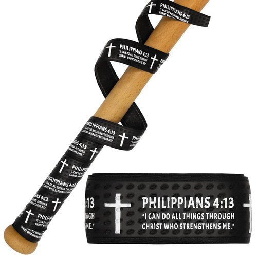 Piemow Baseball Bat Grip Tapes, Faith Cross Bat Grip Tape, 1.5mm Precut and Full Adhesive Baseball Wrist Tape, Scripture Designs Non-Slip Religious Baseball Grip Tapes for Sports